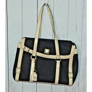 Diane Von Furstenberg Black Tan Large Messenger Tote Bag